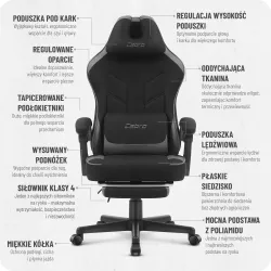 Fotel gamingowy Cabro C504 Czarny - Szary Tkanina